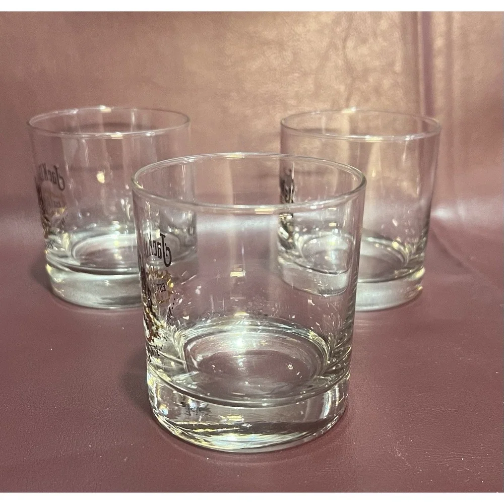 3 - JACK DANIELS Low Ball Glasses - Old No 7 Whiskey- Round Tumbler - 3 in. Tall